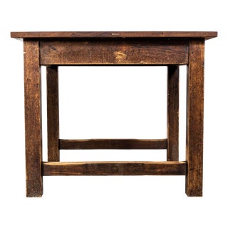 Vintage English Oak and Iroko School Table, 1950s For Sale