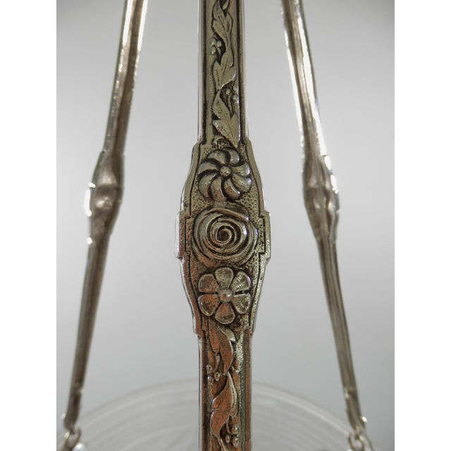 Silver French Art Deco Pendant Light by Muller Freres 1920s France For Sale - Image 8 of 10