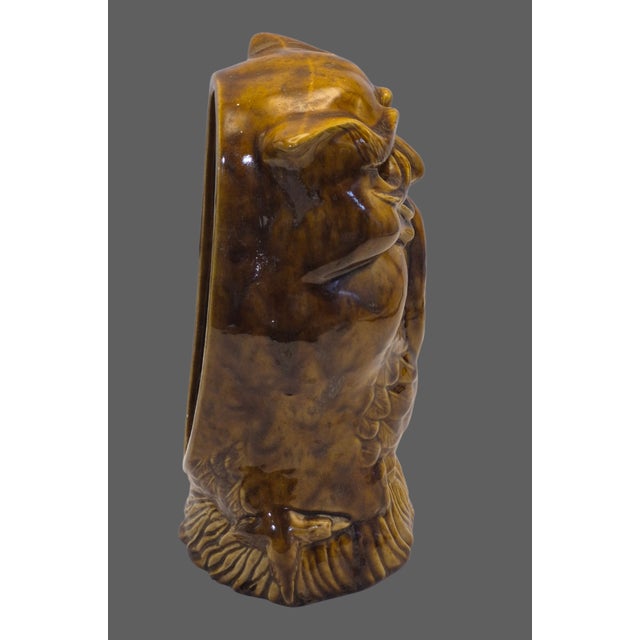 Vintage Figurative Glazed Ceramic Owl Tv Lamp Night Light For Sale - Image 4 of 9