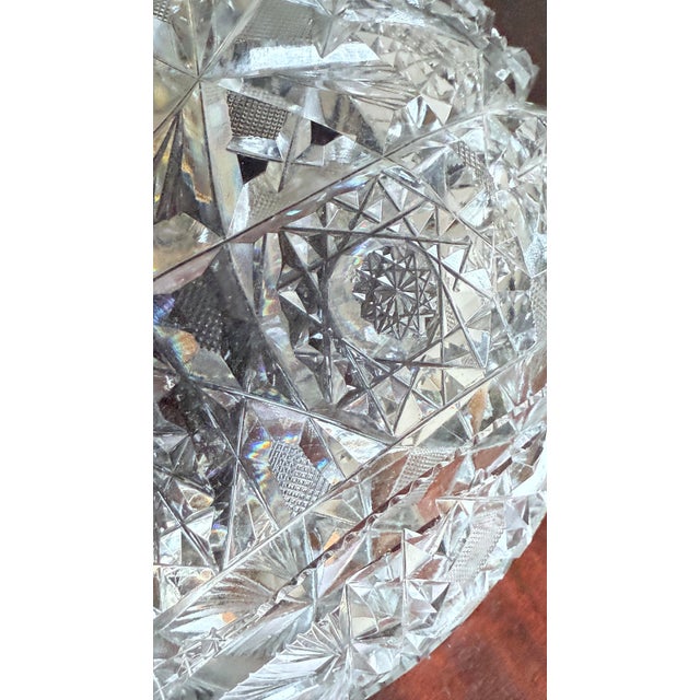 American Brilliant Period (Abp)Cut Glass Crystal Bowl, Hobstar and Fan Motif, Circa 1876–1917 For Sale - Image 9 of 10