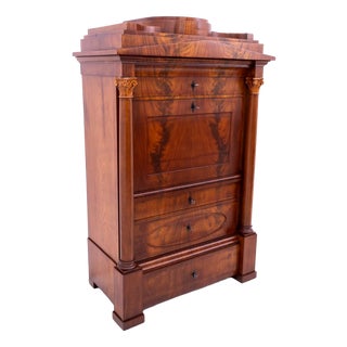 Antique Biedermeier Walnut Secretary, Western Europe, 1840s For Sale