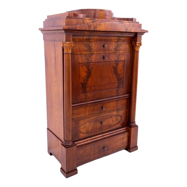 Antique Biedermeier Walnut Secretary, Western Europe, 1840s For Sale