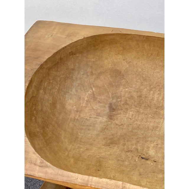Arts & Crafts Large Fruitwood Trog or Dough Bowl on Oak Stand For Sale - Image 3 of 6