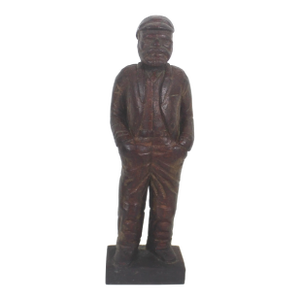 Vintage Hand Carved Wood Gentleman, Man With Hat, German Folk Art Figurine, Hand Carved Carving