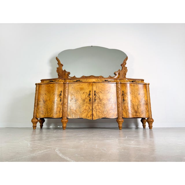 Italian Late Baroque Rococo Sideboard in Walnut from La Permanente Mobili Cantù, 1920 For Sale - Image 14 of 14