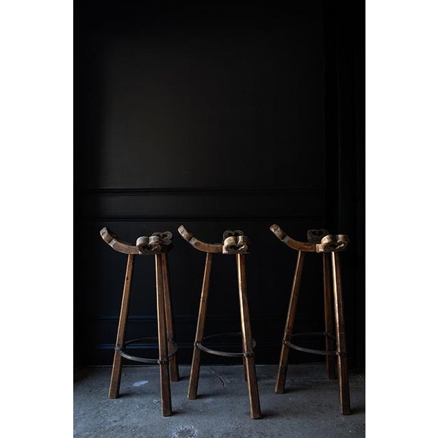 Vintage Mid-Century Spanish Brutalist Marbella Bar Stools, Set of 3 For Sale - Image 12 of 18