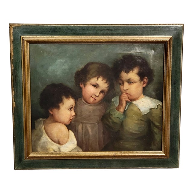 The Three Children, 1900-1920, Oil on Canvas, Framed For Sale