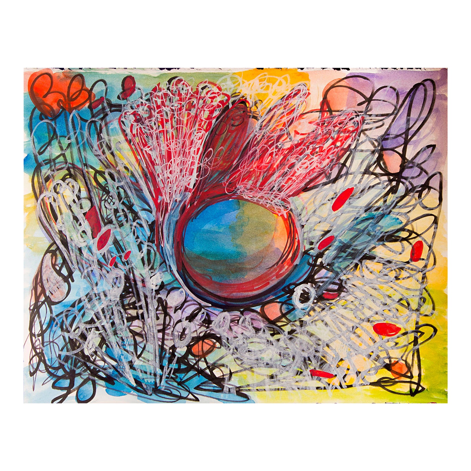 White Flower – Abstract Circular Composition With Dynamic Linework in ...