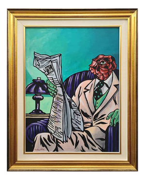 Max Hamlet, Man Meditating, 1994, Acrylic on Canvas, Framed