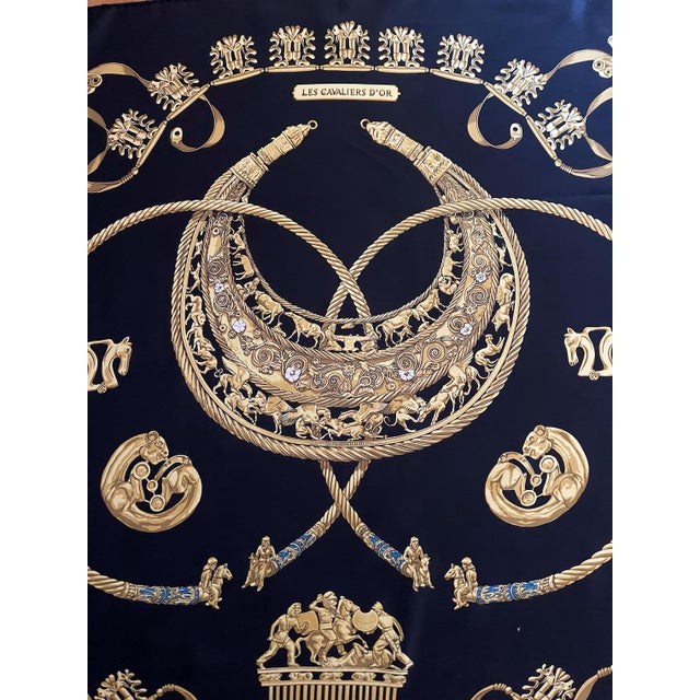 Late 20th Century HERMÈS les CAVALIERS d'OR Silk Scarf 1991 Rybaltchenko Vladimir For Sale - Image 5 of 8