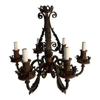 1970s Italian Style Cast IronChandelier For Sale