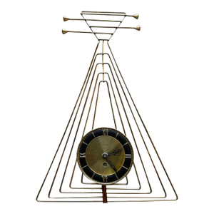 Mid-20th Century Welby Guitar Metal Sculpture Wall Clock Frederic Weinberg Style
