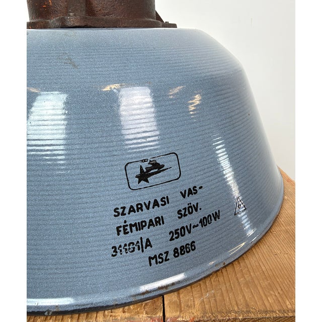 Industrial Grey Enamel and Cast Iron Pendant Light, 1960s For Sale - Image 16 of 18