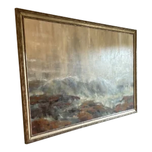 Original Impressionist Style Seascape Oil Painting of Waves Crashing on Rocks by Simon Addyman