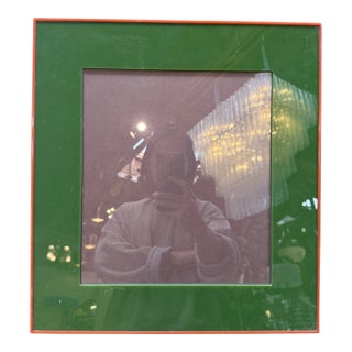 1980s Green and Red Enamel Square Photo Frame For Sale