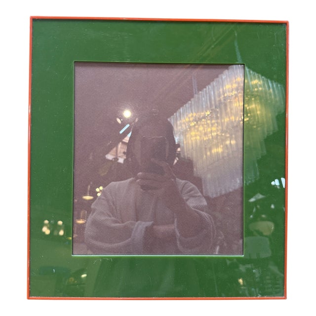 1980s Green and Red Enamel Square Photo Frame For Sale