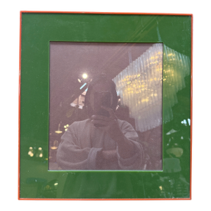 1980s Green and Red Enamel Square Photo Frame
