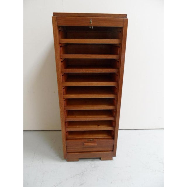 1930s Vintage Filing Cabinet with Roller Shutter, 1930s For Sale - Image 5 of 14