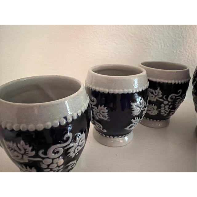 Mid-Century Modern Vintage German Stoneware Wine Set With Pitcher & 6 Cups For Sale - Image 3 of 7