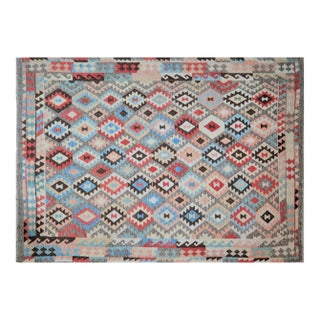 Afghan Hand Made Organic Wool Maimana Kilim,7'x9'7" For Sale