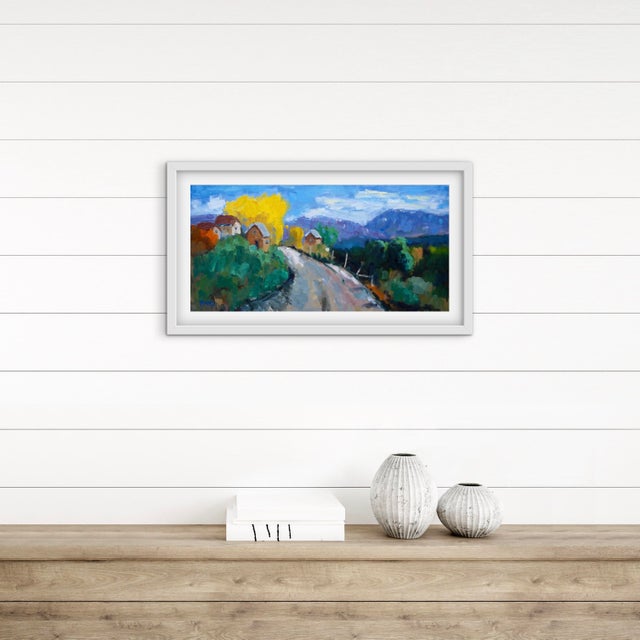 Textile "Arroyo Seco Taos Valley" Contemporary Southwestern Landscape Oil Painting For Sale - Image 7 of 13