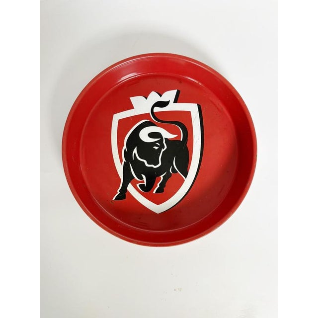 Industrial French Advertising Tray in Red and Black Metal, France, 1960s For Sale - Image 3 of 12