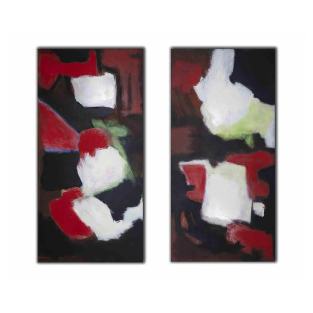 Giorgio Lo Fermo, Abstract Compositions, Original Oil on Canvas Paintings, 2010, Set of 2 For Sale