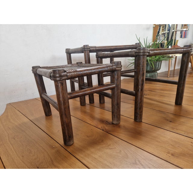 Mid-Century Modern Vintage Manou Bamboo Nesting Tables, 1970s, Set of 3 For Sale - Image 3 of 11