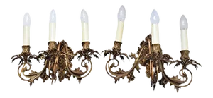 French Gilt Bronze Rococo Style Sconces, 1920s, Set of 2