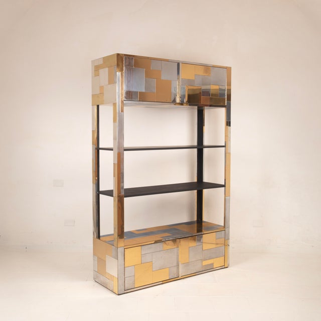 Cityscape Brass and Stainless Steel Bookcase by Paul Evans, 1971 For Sale - Image 11 of 18