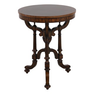 Maitland Smith Round Mahogany Pedestal Lamp Table For Sale