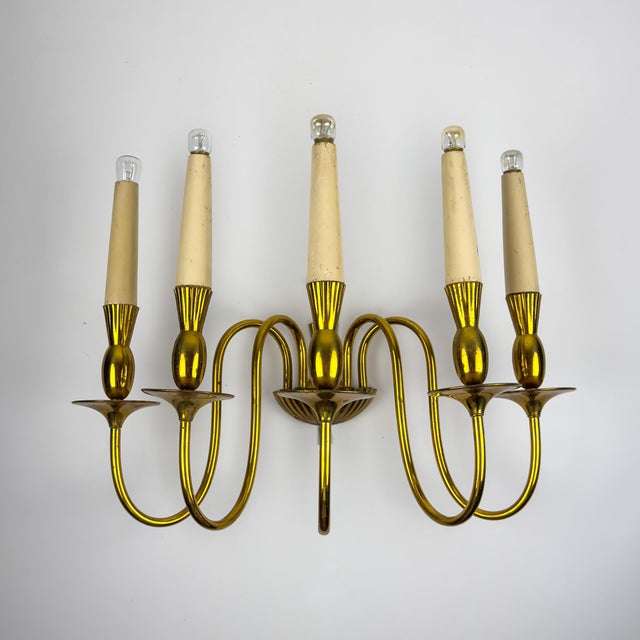 Mid-Century Modern Vintage Brass Wall Lamp by Stilnovo, Italy, 1950s For Sale - Image 3 of 18