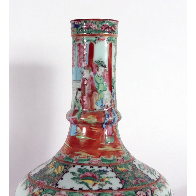 Ceramic Chinese Export Porcelain Bottle-Form Rose Medallion Vases For Sale - Image 7 of 18