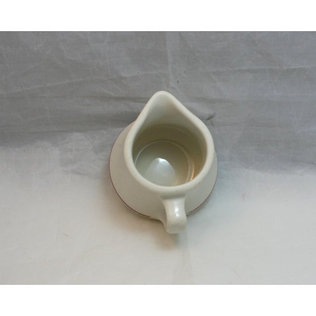 Ceramic Mid Century Homer Laughlin Ceramic Small Classic Red Line Off White Creamer For Sale - Image 7 of 8