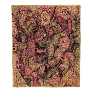 Harald Dry Schmidt (1933 - 1979) Outsider Art Figural Abstract Mixed Media