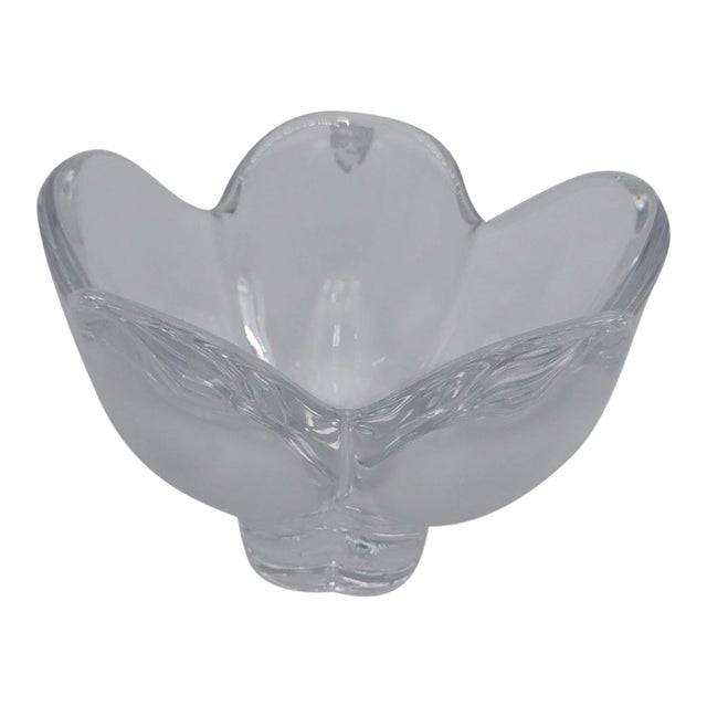 Vintage Orrefors Sweden Crystal Flower Petal Bowl For Sale