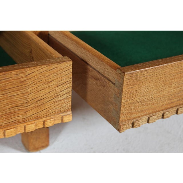 Long Brutalist Danish Oak Sideboard with 4 Doors attributed to Henning Kjærnulf, 1970s For Sale - Image 17 of 18