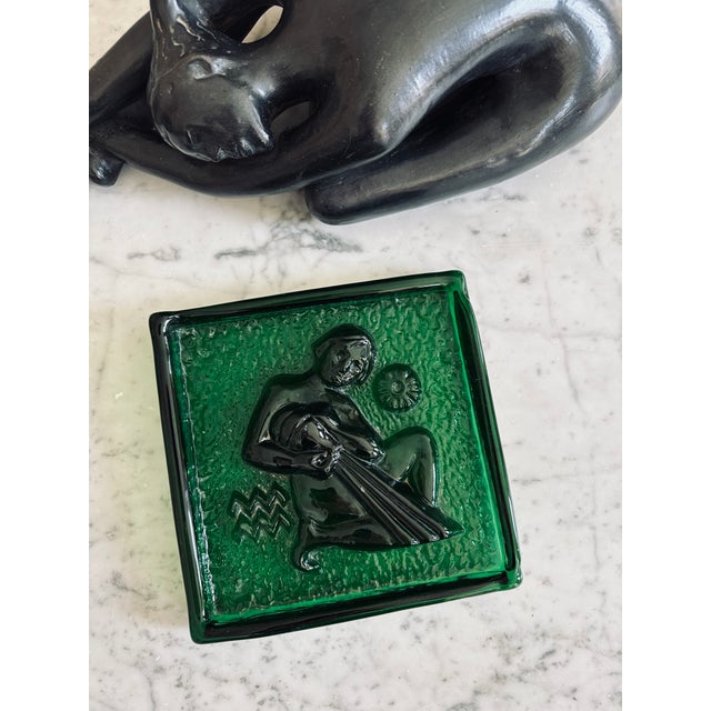 Mid-Century Polish Glass Zodiac Block Aquarius, 1956 For Sale - Image 11 of 12