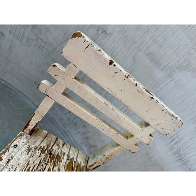 Wood Charming Antique Gustavian Child’s Wooden Chair With Chippy Paint Finish & Rustic Vibe, Dating From Early 20th Century For Sale - Image 7 of 12