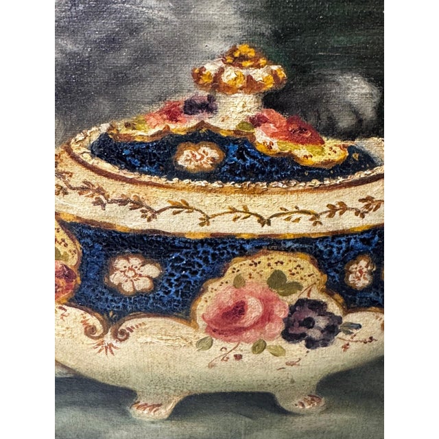Wood British Persian Cat Oil Painting by Agnes Augusta Talboys Rwa With Decorative Tea Service For Sale - Image 7 of 18