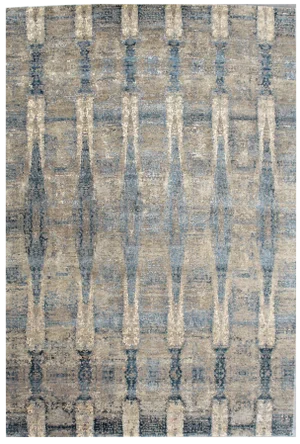 Hand-Knotted Bamboo Silk & Wool Modern Rug - 10′ × 14′