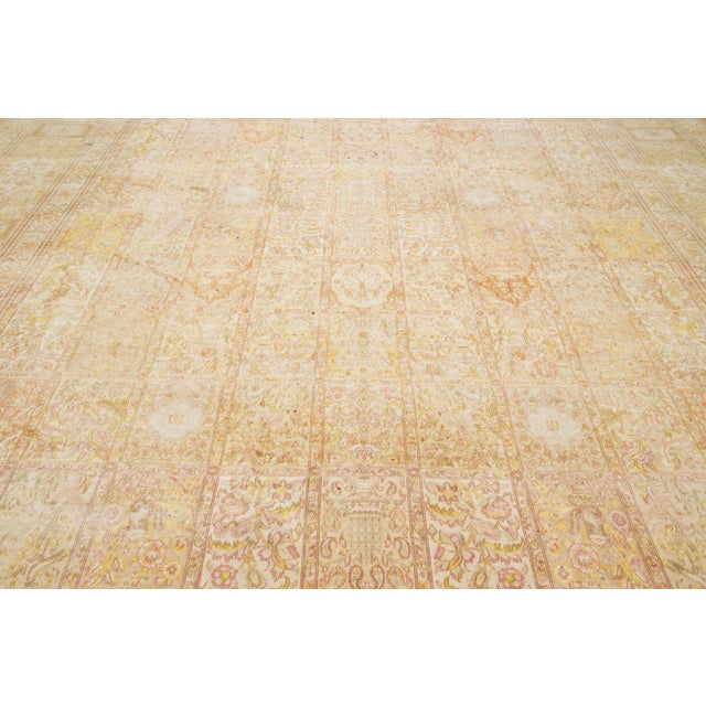Designed Persian Tabriz Beige Wool Rug Handcrafted From 1910s For Sale - Image 9 of 9