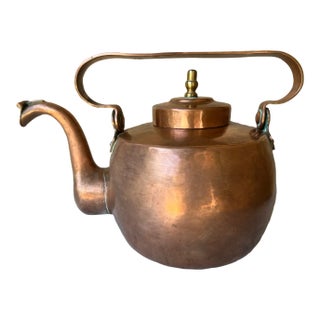 Antique Copper Kettle With Unique Handle For Sale