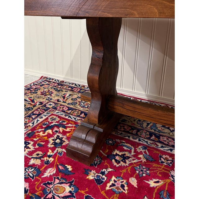 Antique French Country Farm Dining Table Farmhouse Trestle Base Oak c.1890s For Sale - Image 15 of 18