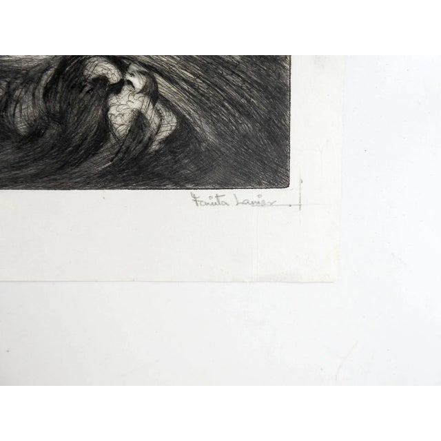 Etching on paper by Fanita Lanier (1903-1986) Texas. Signed, titled Maelstrom in pencil along bottom margin, circa 1940's....