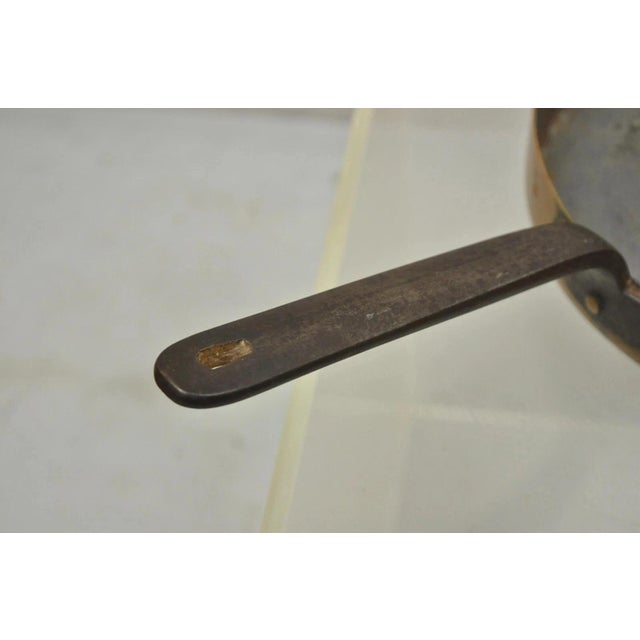 French Country Antique French Country 11" Round Hand Forged Copper Sauce Pan Pot With Handle For Sale - Image 3 of 8