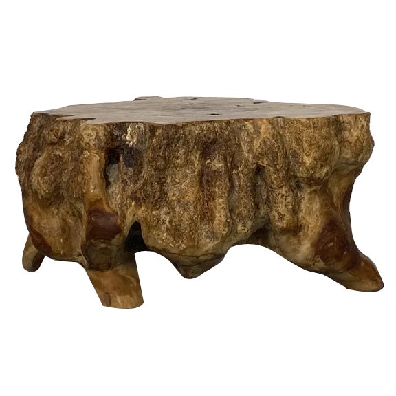 Rustic Wabi Sabi Walnut Tree Trunk Side Table, 1960s For Sale
