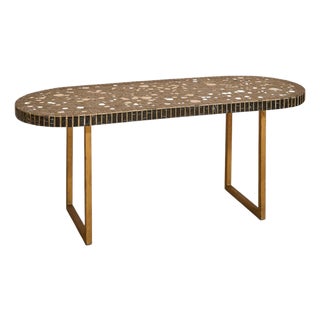 French Mosaic Coffee Table with Brass Base, 1960s For Sale