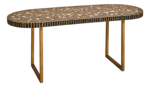 French Mosaic Coffee Table with Brass Base, 1960s