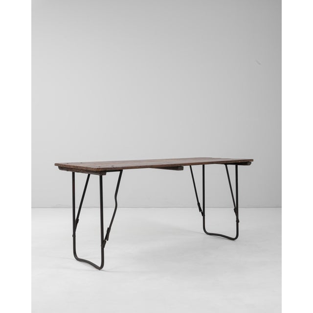 French Provincial 20th Century French Metal Table With Wooden Top For Sale - Image 3 of 18
